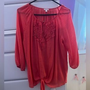 Spense Blouse with Floral Lace Accent